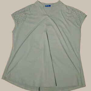 ** Light Green V-Neck Short-Sleeve Athletic Skirt
